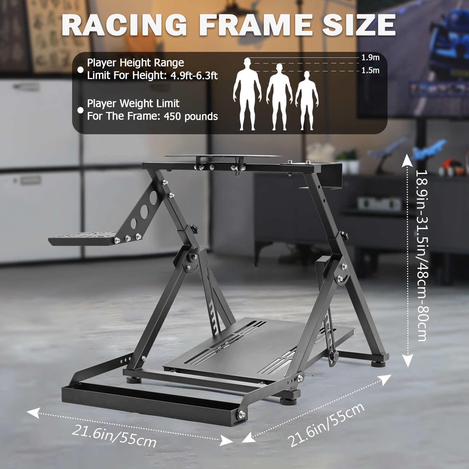 Marada Racing Wheel Stand Sim Adjustable Cockpit Alloy Fits